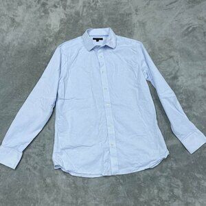 Banana Republic Slim Fit Light Blue Check Button-Up Shirt Size L a1029
